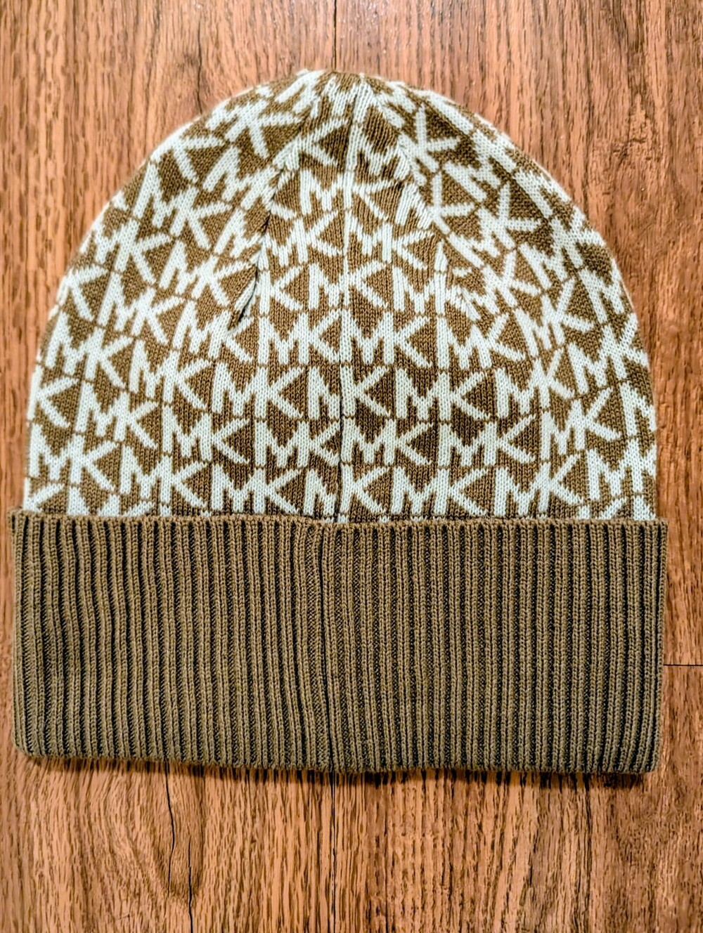 Michael Kors Brown & Cream Logo Knit Beanie
